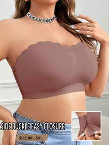 SHEIN Plus Size Wireless Bandeau Bra, 1pc - Coffee Brown - View 4