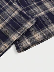 SWAVVY Celana Kotak-kotak Longgar Kasual Pria - Navy Blue - View 4