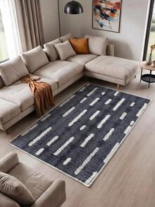Digital Print Non-Slip Washable Runner Rug/Area Rug, Living Room Rug, Modern Design, Modern, Scandinavian, Bohemian And Classic Style, 100% Polyester, Made In Turkey - Dark Grey - View 4
