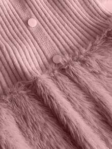 Maweii Plus Size Women Solid Color Elegant Fitted Fuzzy Heart Knitted Sweater Dress Winter - Pink - View 7