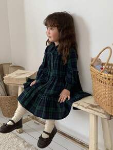 DAZY Infant/Toddler (Girl) Plaid Collar Long Sleeve Spring/Summer Dress - Green - View 8