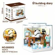 POKOJA LAND Cute Panda House Mini Landscape Building Blocks, Panda Living Room Kitchen Bedroom Bathroom DIY Bricks Set, Desktop Ornament, Perfect Holiday Gift - Multicolor - View 7