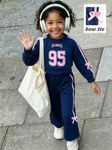 Elladie kids 女童新款休閒時尚運動長袖運動衫套裝，秋季 - 藏蓝色 - 查看 9