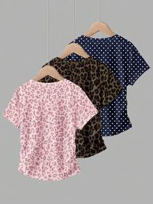 3PCS Tween Girls T-Shirts - White - View 3