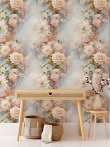 1PC Removable Reusable Self Adhesive Vintage Floral Wallpaper Peel And Stick Decorative Film For Bedroom Living Room Cabinet Shelf Liner Home Renovation Waterproof Oilproof Easy Clean Freshen Up Decor - multicolor - View 4