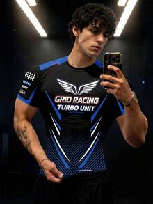 Gym Rark Men's Letter Print Striped Colorblock Crew Neck Short Sleeve Sports T-Shirt, Gym - Multicolor - View 3