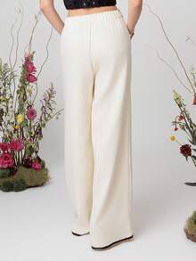 PRISCILA ESCOTO PRISCILA ESCOTO 波西米亚风撞色丝带纽扣宽松高腰阔腿裤，优雅时尚，适合春夏度假 - 杏色 - 查看 2