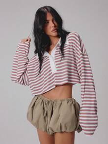 MISSGUIDED 泡泡氣球迷你短褲，彈性抽繩腰頭，抓皺蓬鬆下擺，適合夏季祭典、度假與派對 - 灰色 - 查看 1