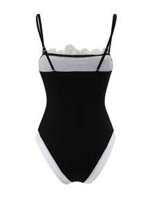 Swim Oasis 2026 Spring/Summer New Plus Size One-Piece Swimsuit, Fashionable High-End Elegant Floral One-Piece Swimsuit For Women - Black - View 6