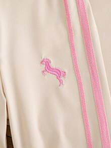 SHEIN 2件組 黑粉色夏季休閒度假運動日常刺繡女嬰套裝 - 粉色 - 查看 8
