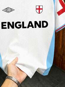 Manfinity Gritte Field Men's Letter Print Short Sleeve Soccer Jersey T-Shirt - Multicolor - View 4