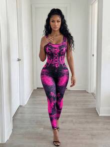 BamGleam Women's Denim Effect Casual Sleeveless Jumpsuit - Multicolor - View 3