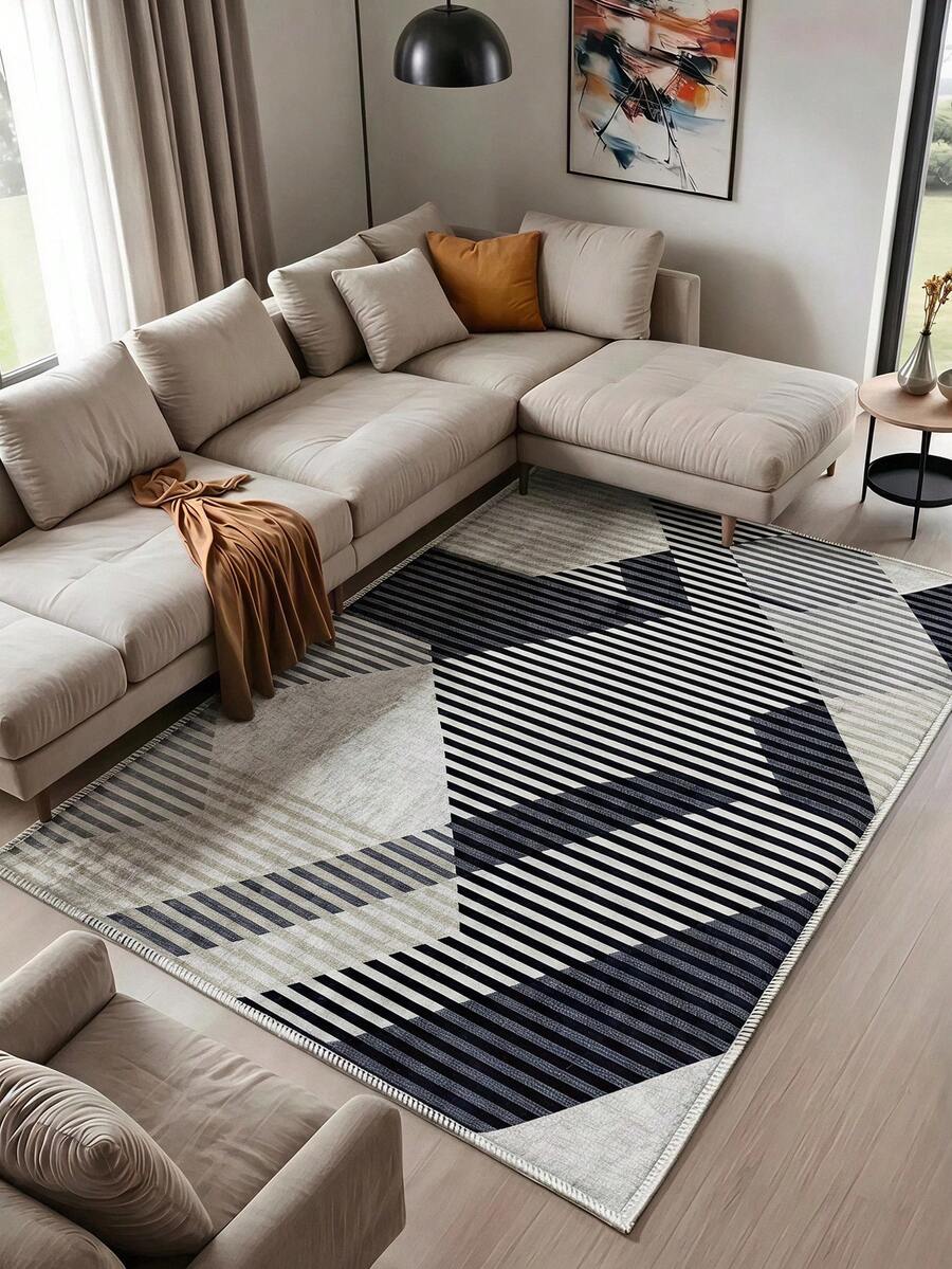 Alfombra de pasillo/alfombra de área con impresión digital antideslizante y lavable, alfombra de sala de estar, diseño moderno, estilo moderno, escandinavo, bohemio y clásico, 100% poliéster, fabricada en Turquía - Beis - Ver 1