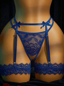 SpicyHot 4pcs Women's Sexy Lace Lingerie Set,Sexy Lingerie For Women,Adult ,Honeymoon,Hot,Date Night,Lingerie,Lace Sexy Lingerie,Lingerie Set,Sexy Outfit - Blue - View 5