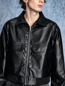 ROMWE MEN Street Life Jaket Komuter Serbaguna untuk Pria - Hitam - View 7