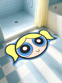 THE POWERPUFF GIRLS X SHEIN 1pc PPG Bubbles Bathroom Mat, Super Absorbent Material, For Bathroom And Toilet - Yellow - View 2