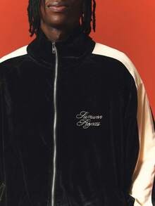 SUMWON Velvet Zip-Up Track Jacket With Contrast Side Stripe And Script Embroidery Logo Detail - Multicolor - View 5