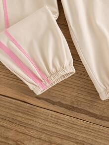 SHEIN 2件組 黑粉色夏季休閒度假運動日常刺繡女嬰套裝 - 粉色 - 查看 6