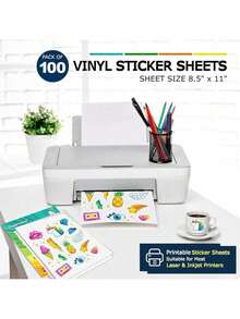 A4 Matte White Printable Vinyl Sticker Paper 50 Sheets, Waterproof Quick Dry Adhesive Label Sheet For Inkjet & Laser Printer, Compatible With Cutting Machine - White - View 5