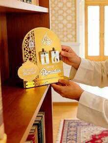 1pc Ramadan Countdown Calendar, Ramadan Auspicious Calendar (With Base, Numbers Can Be Replaced), Ramadan And Eid DIY Countdown Decoration, 3D Acrylic Mirror Moon Calendar Countdown Atmosphere Decoration - Multicolor - View 2