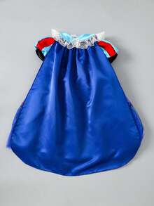 SHEIN Glamorique Kids Girls Princess Dress, Blue Princess Dress, Puff Sleeve, Royal Blue Tulle Tutu Dress, Birthday Party, Wedding Dress, Partywear Winter - Blue - View 6