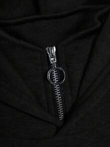 SHEIN 青少年男孩灰色花卉雙層領廓形運動衫，休閒學院風，舒適時尚，極簡百搭，柔軟面料，適合日常穿著、學校、旅行、戶外運動，四季皆宜 - 彩色 - 查看 4