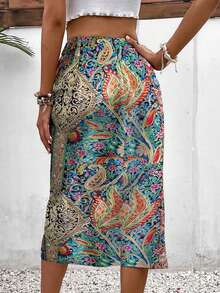 Breezaya Women's Vintage Patterned Wrap Style Summer Holiday Beach Skirt - Multicolor - View 2