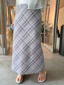 Dazy Plus All-Over Polka Dot Cute Girl Casual Korean Style Spring Summer Versatile A-Line Black Long Plus Size Women's Skirt - Grey - View 3