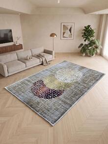 Digital Print Non-Slip Washable Runner Rug/Area Rug, Living Room Rug, Modern Design, Modern, Scandinavian, Bohemian And Classic Style, 100% Polyester, Made In Turkey - Beige - View 2