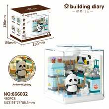 POKOJA LAND Cute Panda House Mini Landscape Building Blocks, Panda Living Room Kitchen Bedroom Bathroom DIY Bricks Set, Desktop Ornament, Perfect Holiday Gift - Multicolor - View 9