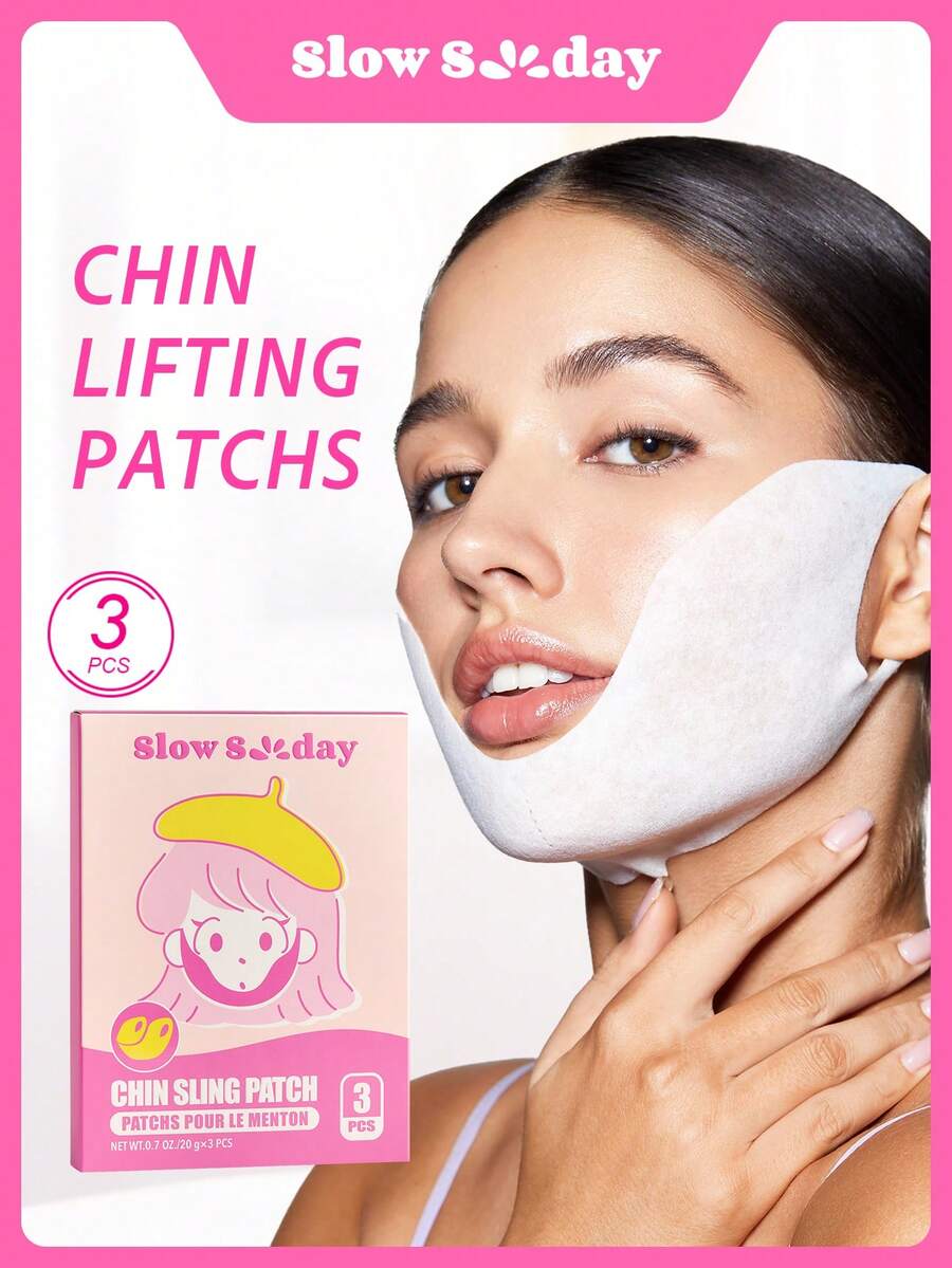 SlowSunday 下顎提拉貼 3入組,V臉下顎提升緊緻,韓美妝,適合派對,適用秋冬,秋季必備,萬聖節與聖誕節適用 - Chin - 查看 1