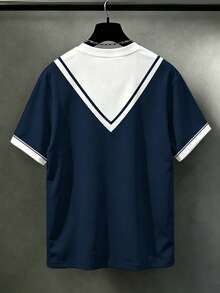 Manfinity Homme 男士休閒舒適上衣 大尺碼男士時尚T恤 優雅百搭男士上衣套裝 - 藍白色 - 查看 2