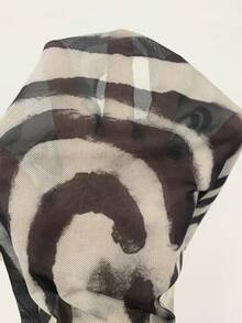 MUSERA Setelan Atasan Lengan Panjang Bermotif Jala dengan Leher Miring dan Celana Pendek Mikro Berpinggang Rendah Dijual Sebagai Satu Set Seksi Musim Panas Musim Semi Rave Festival Pesta Liburan Jalan-jalan Ular - Hitam dan Putih - View 6