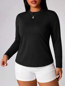 Velisys Velisys Women's Plus Size Solid Color Long Sleeve Criss-Cross Wrap Sports T-Shirt Fall - Black - View 7
