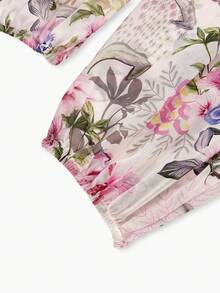 MOTF PREMIUM PLUS SIZE WOMEN'S ROMANTIC FLORAL PRINT BLOUSE, SPRING/SUMMER FALL - Pink - View 6