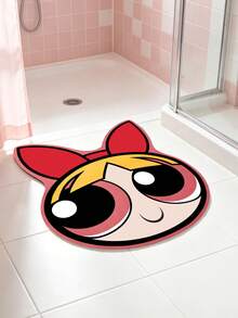 THE POWERPUFF GIRLS X SHEIN 1件 PPG Blossom 浴室地墊，超吸水材質，適用於浴室、廁所 - 紅色 - 查看 2