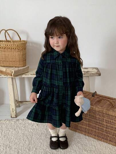 DAZY Infant/Toddler (Girl) Plaid Collar Long Sleeve Spring/Summer Dress