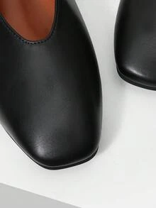 MOTF PREMIUM WOMEN'S CASUAL VERSATILE MARY JANE SQUARE TOE FLAT SHOES, COMFORTABLE FOR COMMUTING SPRING SHOES - Black PU - View 5