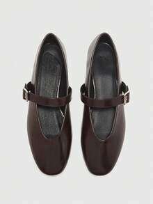 CUCCOO BIZCHIC Women's Fashion Commuter Versatile Casual Mary Jane Flat Shoes For Christmas Spring Shoes - Dark coffee, - View 1