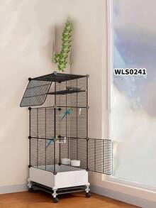 1pc Spliceable Height Adjustable Bird Cage With Pull Out Drawer Tray Easy Clean Removable Metal Base Movable Stand 360 Swivel Casters For Cockatiel Conure Budgie Parrot Lovebird Canary Finch Indoor Outdoor Pet Aviary Home Gift - Assembly Type - View 3
