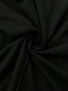 SHEIN 孕婦純色可調腰圍休閒日常穿著緊身內搭褲 - 黑色 - 查看 9