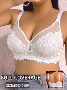 Divavoom 1pc Lace Plus Size Underwire Bra - White - View 5