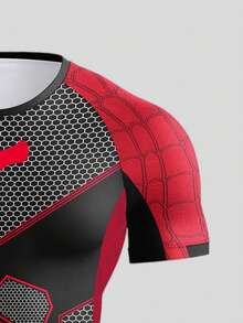 Coreblaze Men's Geometric Print Raglan Short Sleeve Sports T-Shirt, Gym - Black - View 3