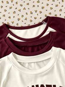 SHEIN Sparklyn Big Girls Fresh Style All-Match T-Shirt, Spring Relaxed Fit, Versatile Design Suitable For School, Learning - Multicolor - View 3