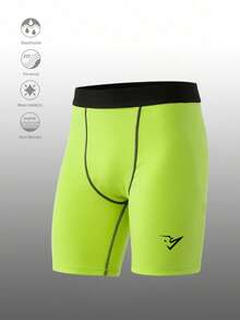 Gym Rark Men's Geometric Print Colorblock Sports Base Layer Shorts - Green - View 3