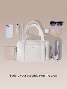 GLOWMODE Grab And Glow 6L 柔軟舒適網布可調式肩帶斜背方型托特包，適合健身房、工作室、旅行 - 奶白色 - 查看 3