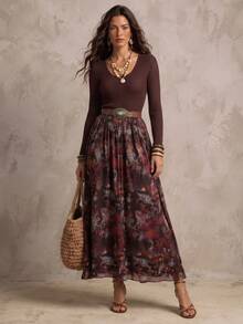 Solivie Women's Printed A-Line Skirt, Autumn New Arrival - Multicolor - View 5