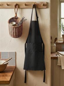 1-Pack Striped Print Black Gray Decorative Apron Kitchen Dining Long Apron Stain Resistant For Daily Use - Multicolor - View 12