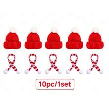 20 Stücke, Mini Weihnachtsmütze, Mini Weihnachtsmütze und Schal Set, Mini Weihnachtsmütze gestrickt, Weihnachtsmannmütze klein für Weihnachts-Weinflaschenhülle, Weihnachtsdekoration, Weihnachtspartys - Mehrfarbig - Übersicht 9