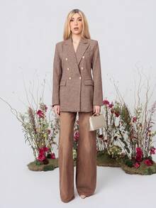 PRISCILA ESCOTO PRISCILA ESCOTO 商务风格翻领长袖格子双排扣西装夹克 - 彩色 - 查看 1